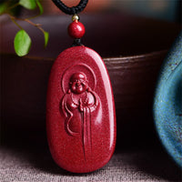 KarmaRipple's Halskette mit Anhänger „Lachender Buddha“ mit chinesischem Sternzeichen, Yin Yang, Kürbis, authentischer Zinnober, Segen