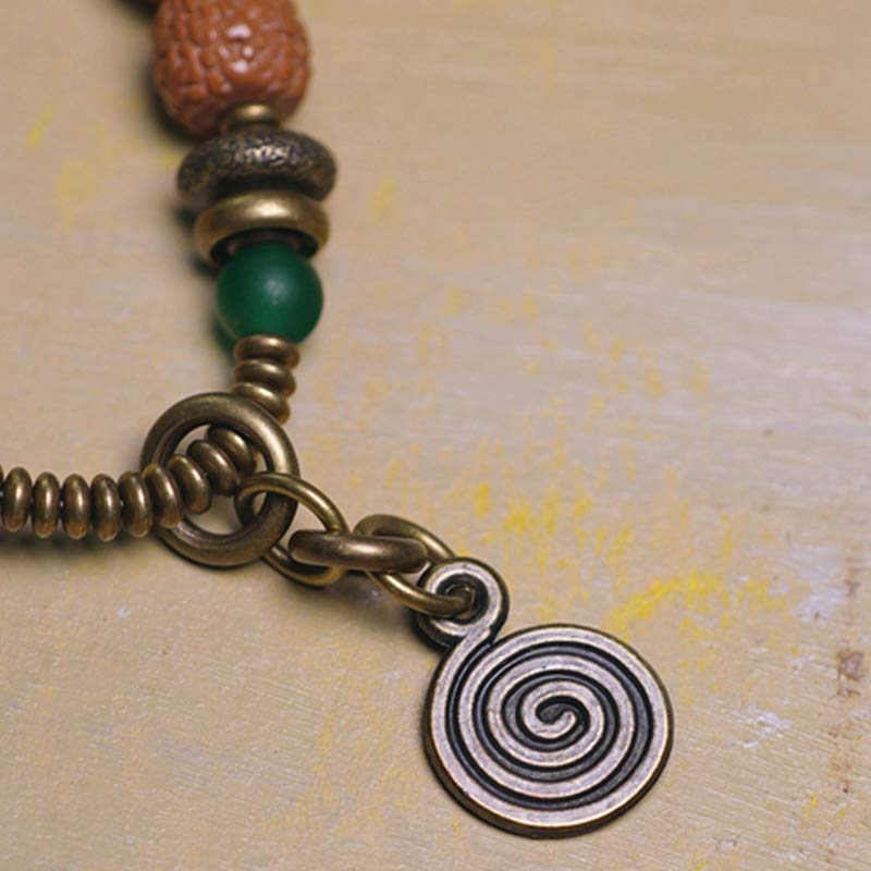 KarmaRipple's 108 Mala Rudraksha Beadwork Bodhi Seed Dzi Bead Fortune Auspiciousness Tassel Bracelet p12