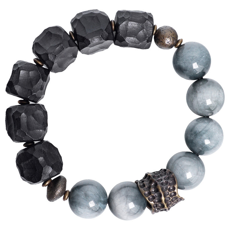 KarmaRipple's Eagle's Eye Stone Ebony Wood Bronze Confidence Pair Bracelet p13