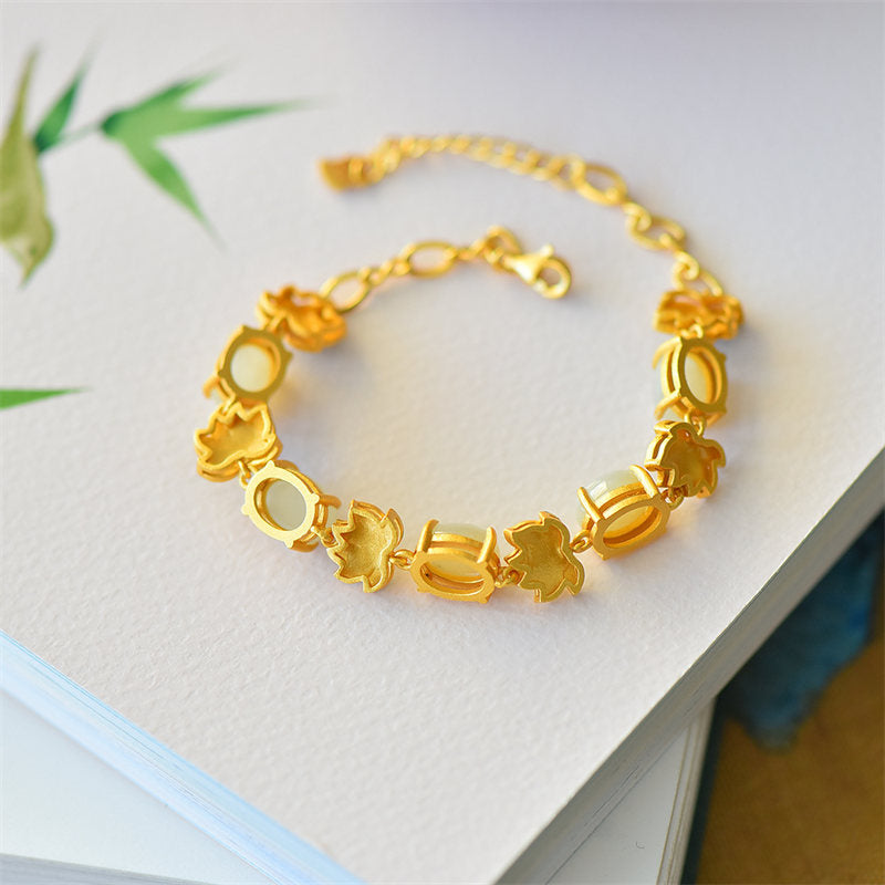 KarmaRipple's Ivory Jade Cyan Jade Lotus Protection Bracelet p7