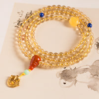 KarmaRipples 925 Sterling Silber 108 Mala Perlenarbeit Authentisches Citrin Roter Achat Bernstein Vergnügen Talisman Armband