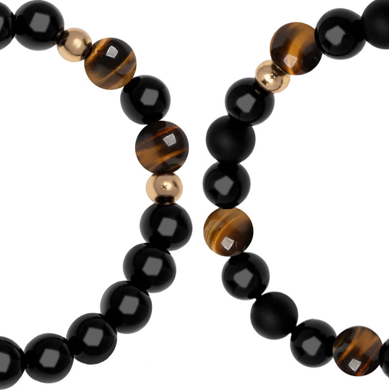 KarmaRipple's Black Onyx Tiger Eye Bead Lion Engraved Protection Bracelet p8