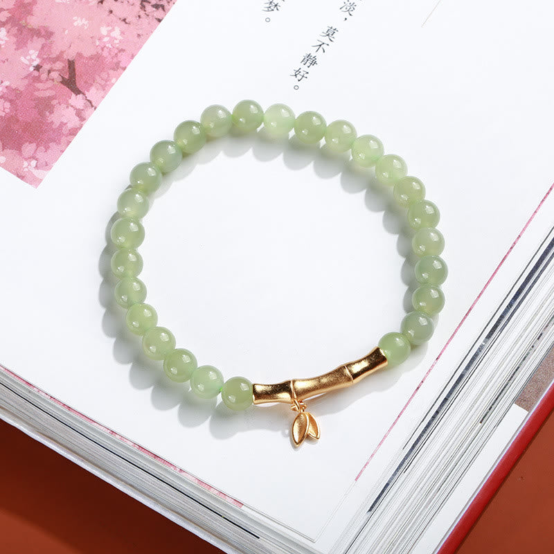 KarmaRipple's 925 Sterling Silver Plated Gold Authentic Hetian Jade Bead Gourd Lotus Bamboo Fu Character Fortune Bracelet p45