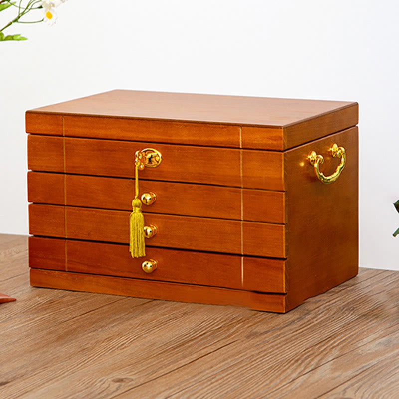KarmaRipple's Retro Solid Wood Jewelry Box Four-Layer Wooden Jewelry Storage Box p14