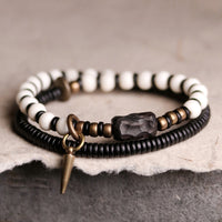 KarmaRipples Yak-Knochen-Ebenholz-Bronze-Stärke-Paar-Armband