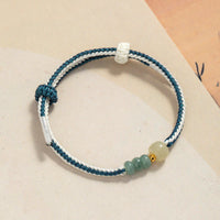 KarmaRipples 925 Sterling Silber Hetian Jade Bead Abundance Gewebtes Seilarmband