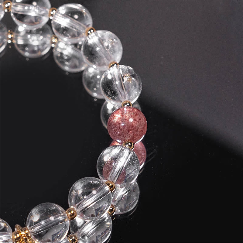 KarmaRipple's Ivory Gemstone Strawberry Quartz Balancing Attract Fortune Talisman Bracelet p3
