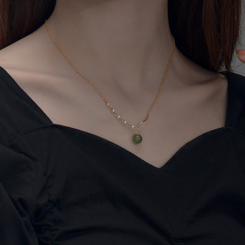 KarmaRipple's KarmaRipple's atural Hetian Jade Pearl Fortune Bead Pendant Necklace p3