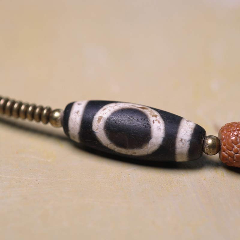 KarmaRipple's 108 Mala Rudraksha Beadwork Bodhi Seed Dzi Bead Fortune Auspiciousness Tassel Bracelet p7