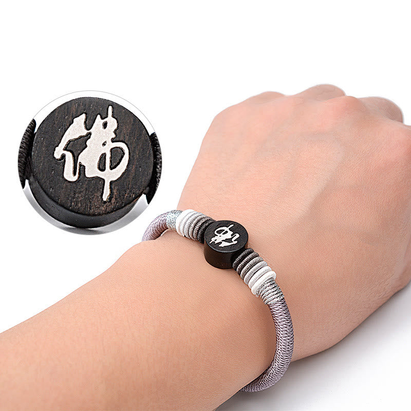 KarmaRipple's Buddha Character Ebony Handcrafted Rope Bracelet p12