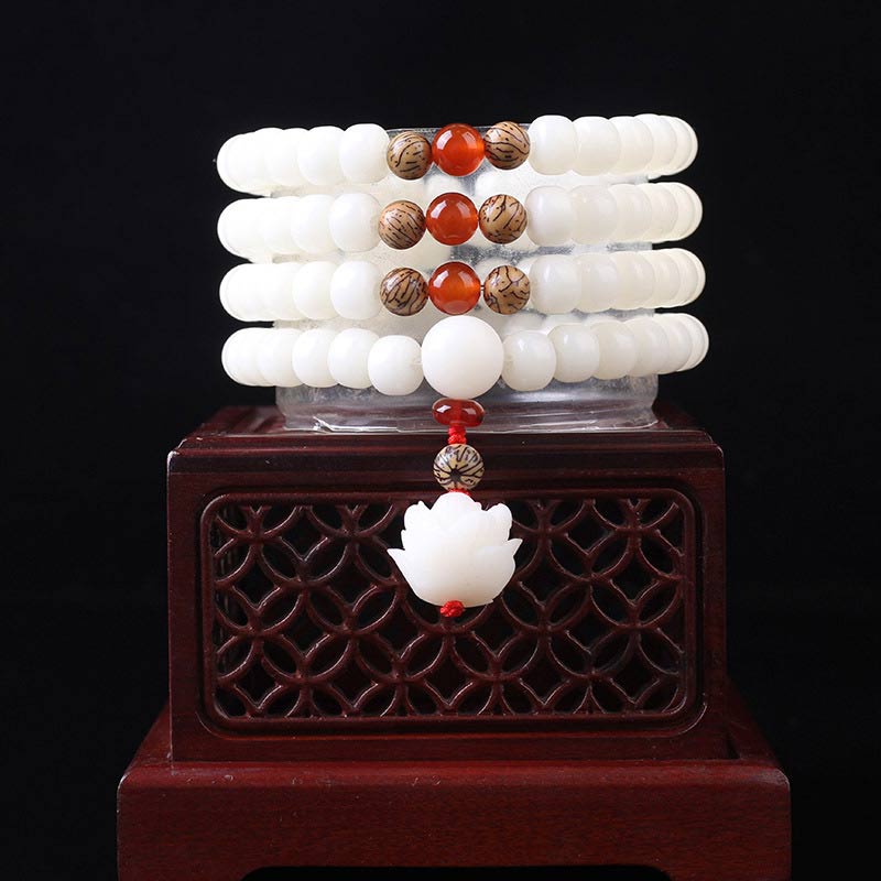 KarmaRipple's Tibetan Mala Ivory Bodhi Seed Peace Bracelet p1