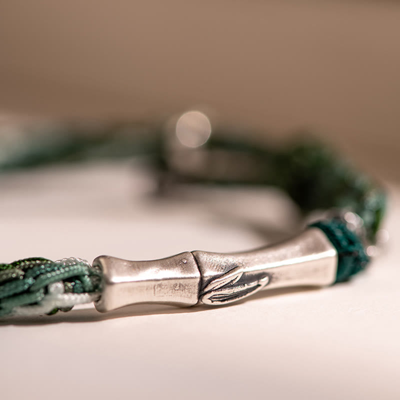 KarmaRipple's 925 Sterling Silver Bamboo Reincarnation Weave Fortune Protection String Bracelet p8