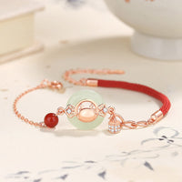 KarmaRipples 925 Sterling Silber Jahr des Drachen Authentische Hetian Jade Zirkon Friedensschnalle Schutzarmband Halskette Anhänger