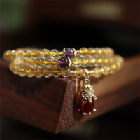 KarmaRipples Citrin-Amethyst-PiXiu-Armband zum Schutz von Wohlstand und Glück