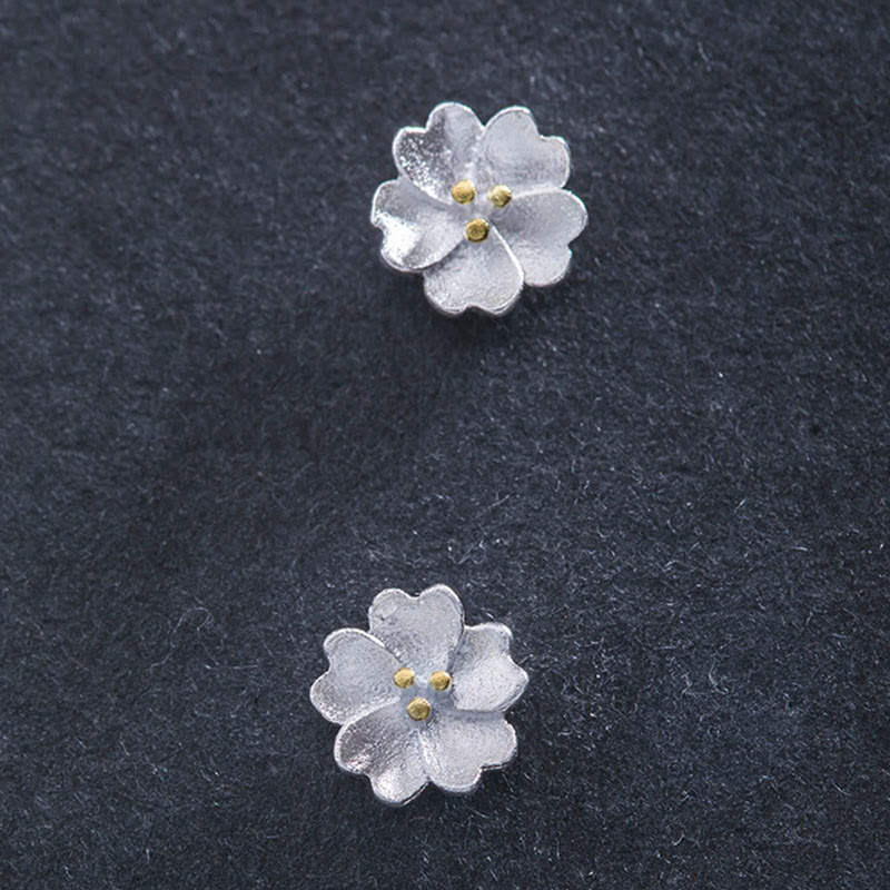 KarmaRipple's 925 Sterling Silver Cherry Blossoms Floral Calm Stud Earrings p7
