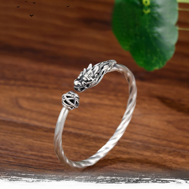 KarmaRipple's 999 Sterling Silver Year of the Dragon Fortune Strength Metal Cuff Bracelet Bangle p6