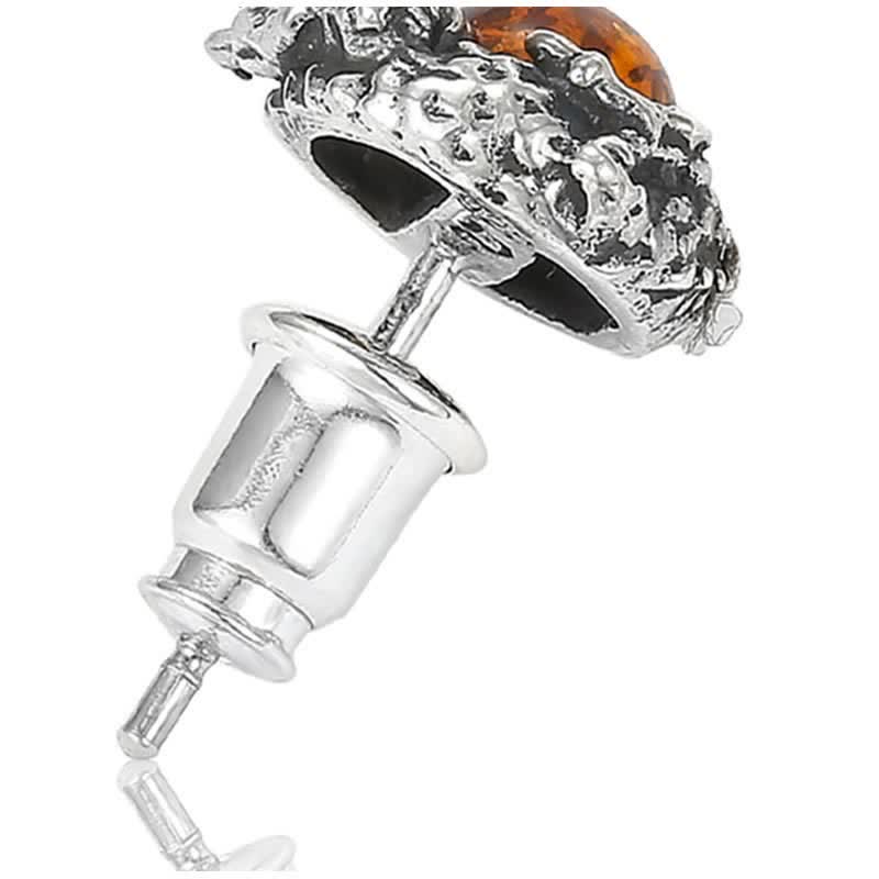 KarmaRipple's 925 Sterling Silver Authentic Amber Dragon Success Protection Stud Earring p10