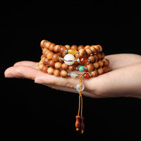 KarmaRipples tibetisches Mala-Armband mit ausgleichendem Anhänger aus Rosenholz
