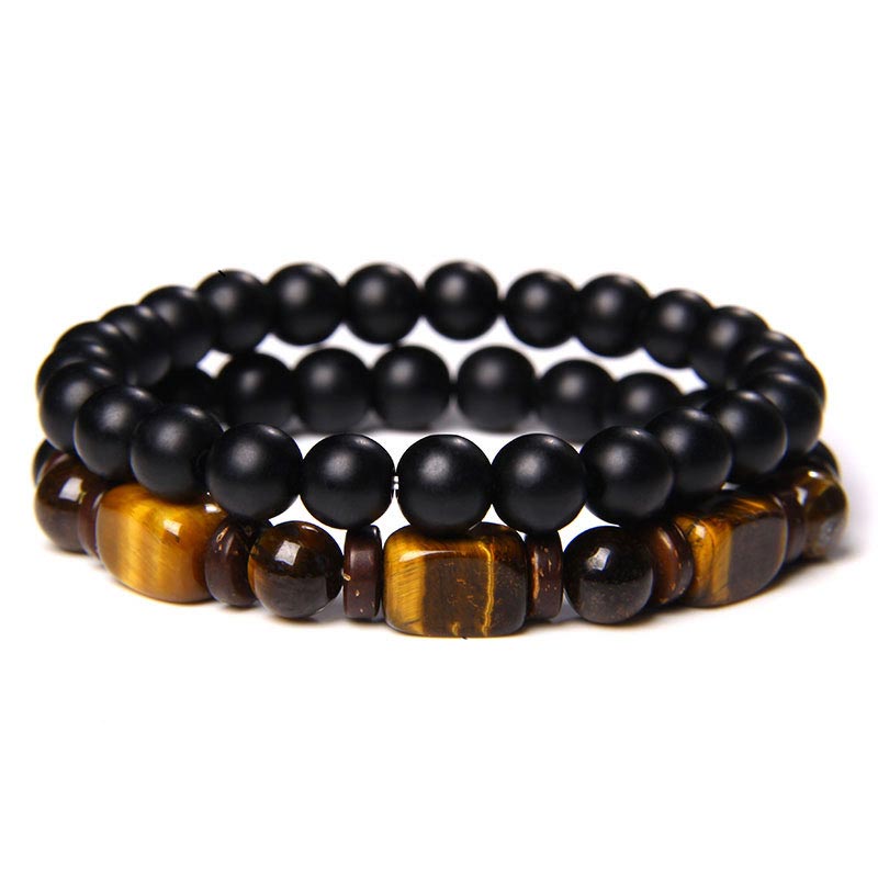 KarmaRipple's Tiger Eye Frosted Stone Hematite Courage Bracelet p20
