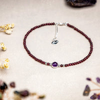 KarmaRipples Granat-Amethyst-Reinigungs- und Ruhe-Fußkettchen