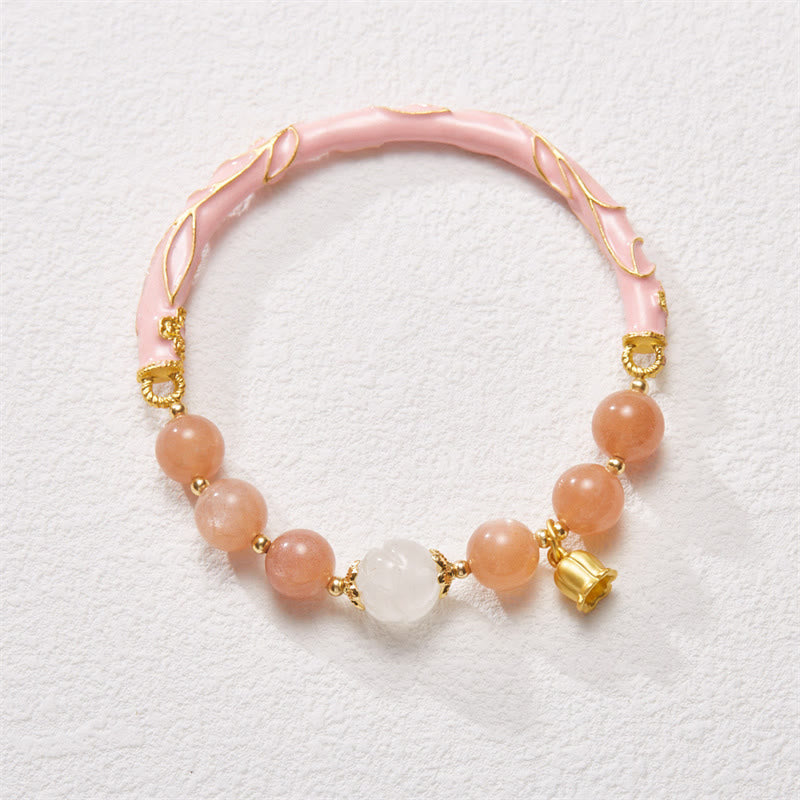 KarmaRipple's Sun Stone Golden Silk Jade Lily of the Valley Talisman Positive Bracelet Bangle p3