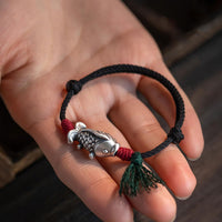 KarmaRipples gewebtes Armband aus 925er Sterlingsilber mit Glücks-Koi-Fischen