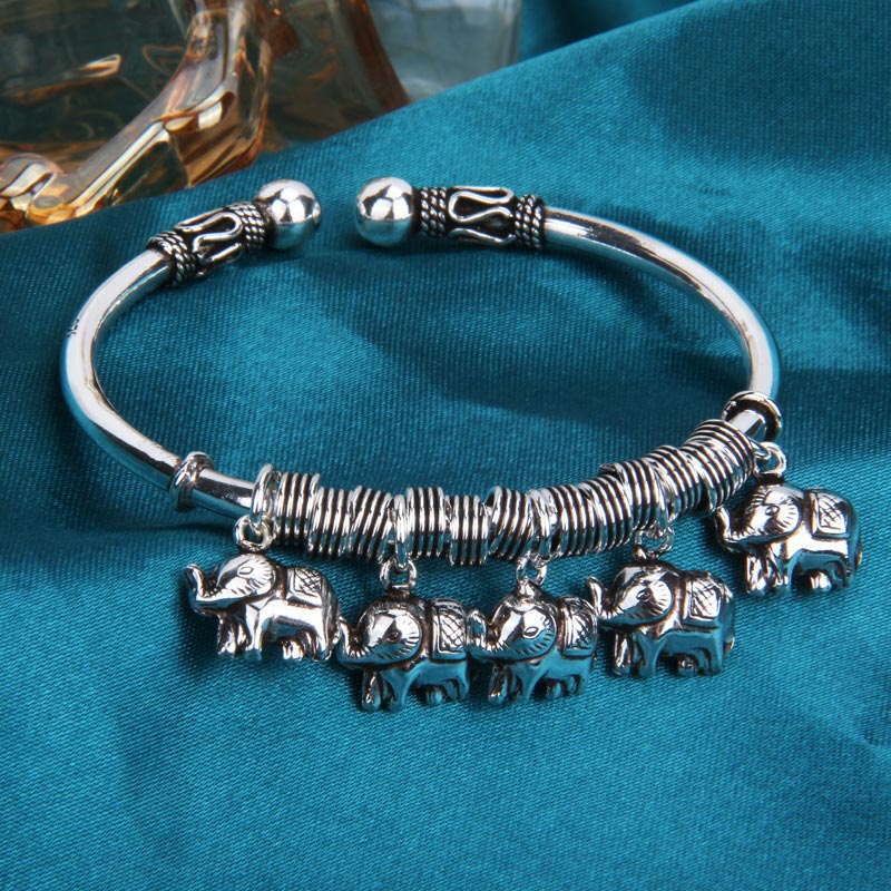 KarmaRipple's 925 Sterling Silver Elephant Strength Bracelet Bangle p9