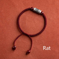 KarmaRipples 925 Sterling Silber 12 Chinesische Tierkreiszeichen Zinnober String Armband