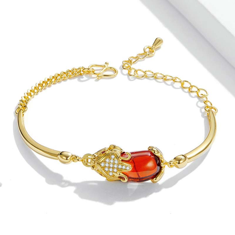 KarmaRipple's FengShui Golden Red Agate PiXiu Wealth Fortune Bracelet p2