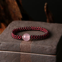 KarmaRipples authentisches Schutzarmband aus Granat-Rosa-Edelstein, rotem Achat und Amazonit