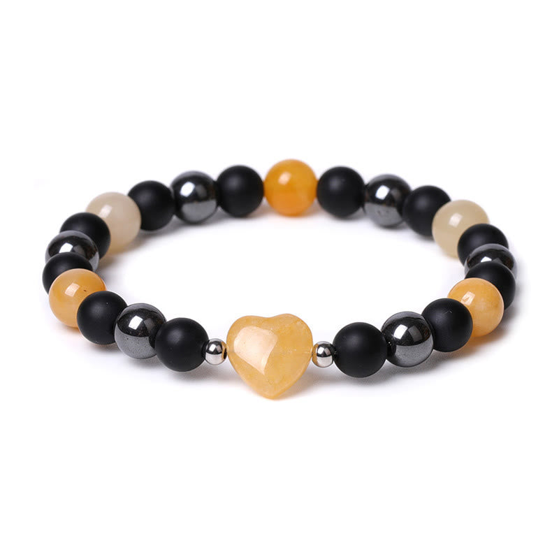KarmaRipple's Black Onyx Tiger Eye Stone Gemstone Love Heart Protection Bracelet p19