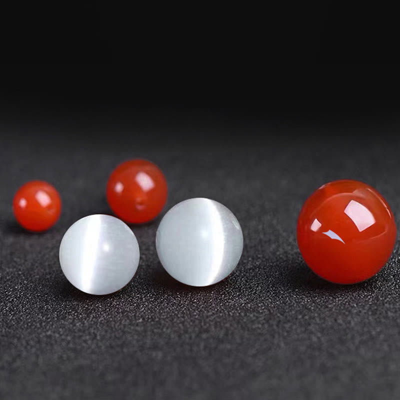 KarmaRipple's Authentic Red Agate Cat Eye Calm Woven String Bracelet Pendant Necklace p12