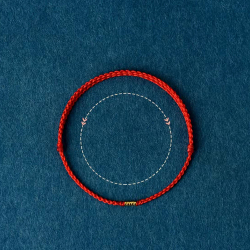 KarmaRipple's 925 Sterling Silver Fortunate Golden Bead Woven String Bracelet Anklet p17