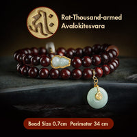 KarmaRipples chinesisches Sternzeichen-Buddha-Armband mit kleinem Blatt, rotem Sandelholz, Jade und rotem Achat, PiXiu-Beruhigungsarmband