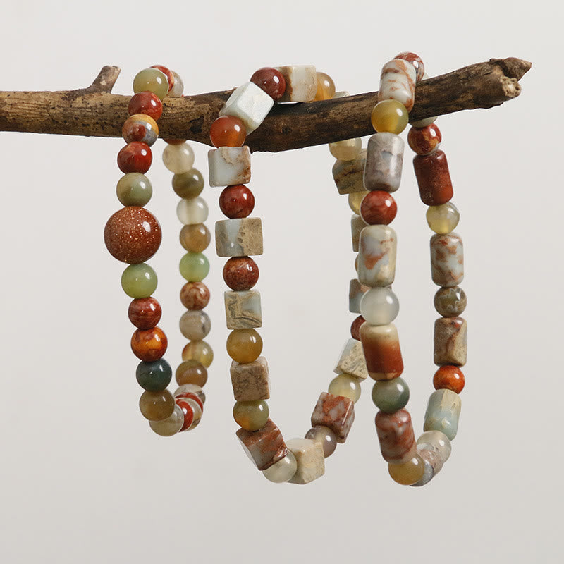 KarmaRipple's Authentic Stone Sea Sediment Jasper Agate Protection Bracelet p17