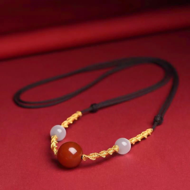 KarmaRipple's Authentic Red Agate Cat Eye Calm Woven String Bracelet Pendant Necklace p22