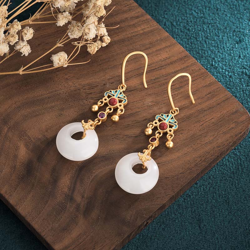 KarmaRipple's FengShui Ivory Jade Blessing Drop Earrings p6