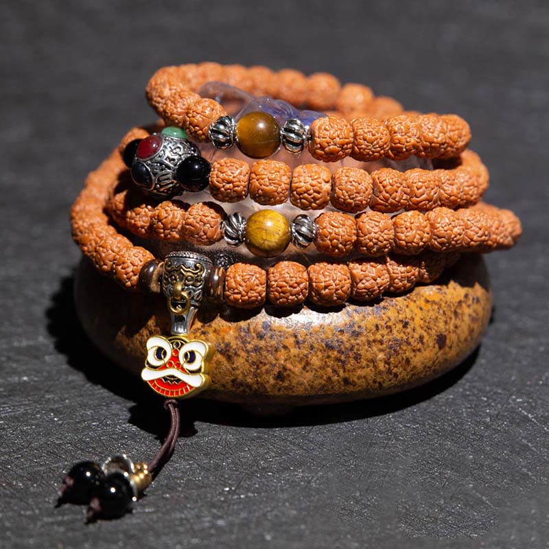KarmaRipple's Tibet 108 Mala Beadwork Rudraksha Bodhi Seed Chinese Zodiac Natal Buddha Wealth Talisman Bracelet p32