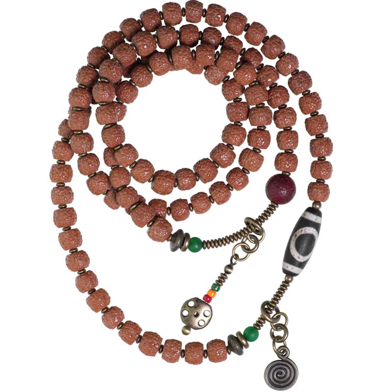 KarmaRipple's 108 Mala Rudraksha Beadwork Bodhi Seed Dzi Bead Fortune Auspiciousness Tassel Bracelet p9