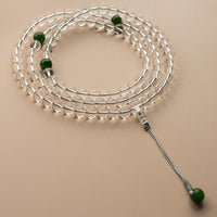 KarmaRipples 108 Perlenstickerei Elfenbein Edelstein Jade Meditationsarmband Mala