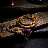 KarmaRipples Tibet 108 Mala Perlenarbeit Yakknochen Bernstein Balance Armband