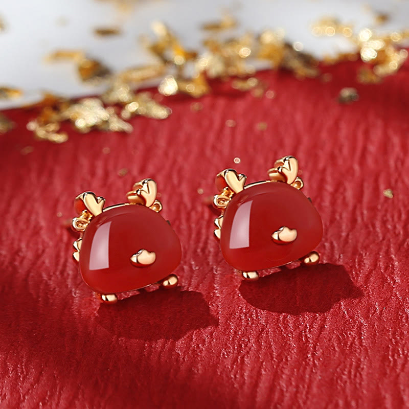 KarmaRipple's 925 Sterling Silver Year of the Dragon Authentic Hetian Jade Red Agate Cute Dragon Protection Success Bracelet Pendant Necklace Earrings p8