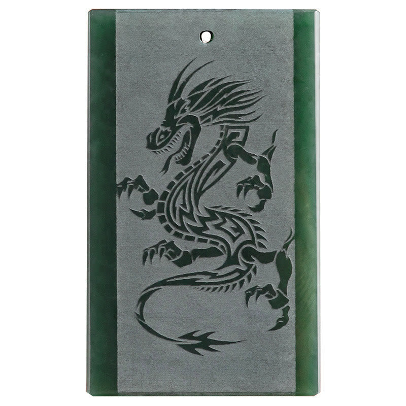 KarmaRipple's Hetian Cyan Jade Dragon Engraved Success Pendant Necklace p10