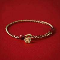 KarmaRipples handgefertigtes 925 Sterling Silber Lotus Zinnober Gold Perlen Segen Flechtarmband