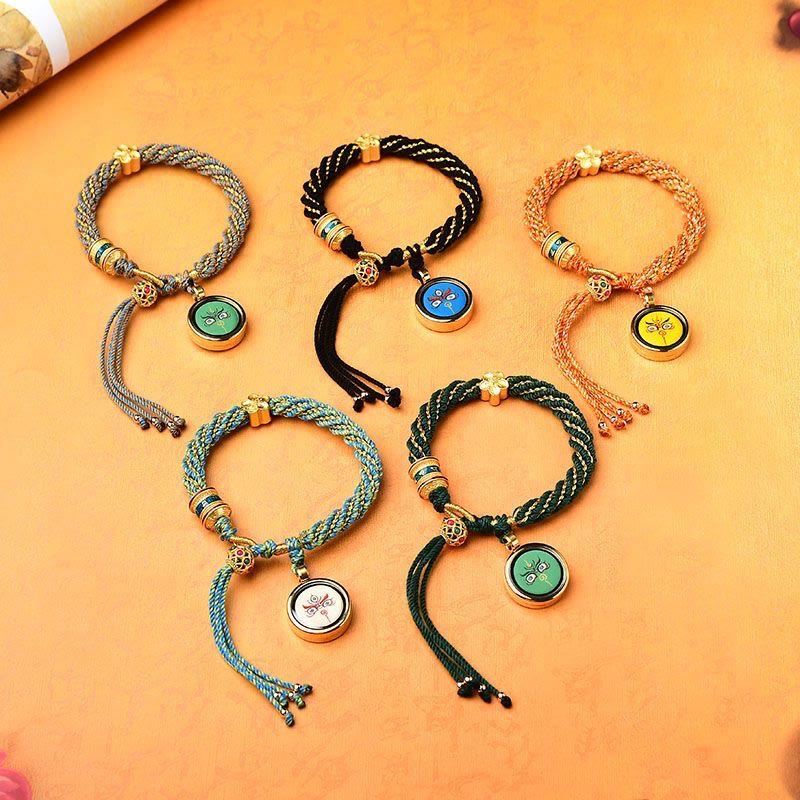 KarmaRipple's Tibet Handmade Five God Of Wealth Fortune Thangka Amulet Prayer Wheel Flower Talisman Weave String Bracelet p9