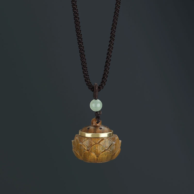 KarmaRipple's Tibet Green Sandalwood Rosewood Om Mani Padme Hum Lotus Positive Soothing Pendant Necklace p24