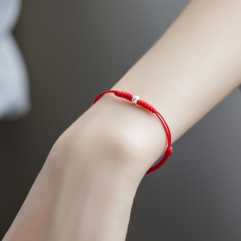 KarmaRipple's 925 Sterling Silver Fortune Bead Protection Red String Woven Bracelet p18