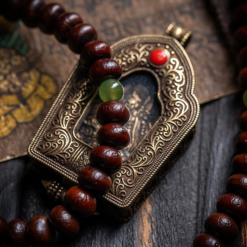 KarmaRipple's Authentic Tibet 108 Mala Beadwork Purple Bodhi Seed Hetian Cyan Jade Bronze Dorje Peace Bracelet p6