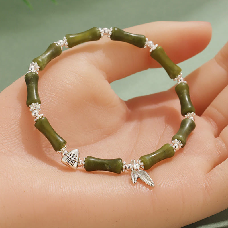 KarmaRipple's Peridot Ivory Jade Strawberry Quartz Green Aventurine Bamboo Fu Character Fortune Bracelet p8
