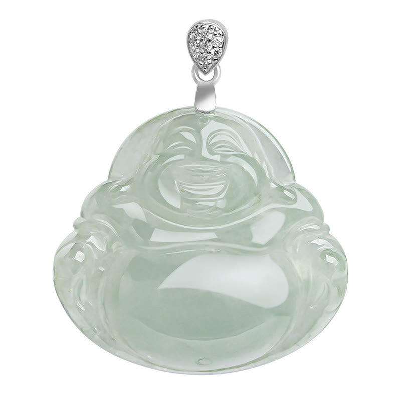 KarmaRipple's 925 Sterling Silver Authentic Jade Laughing Buddha Prosperity Abundance Chain Pendant Necklace p11